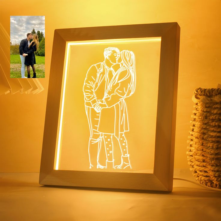 Custom Line Art 3D Framed Lamp
