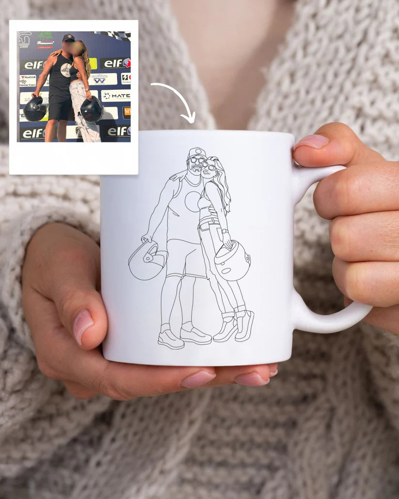 Custom Line Art Portrait Mug