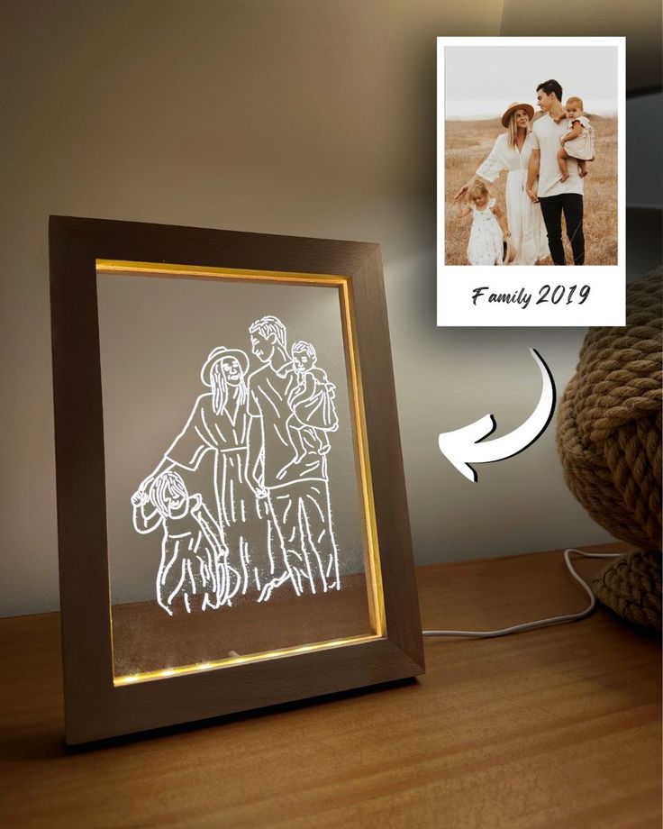 Custom Line Art 3D Framed Lamp
