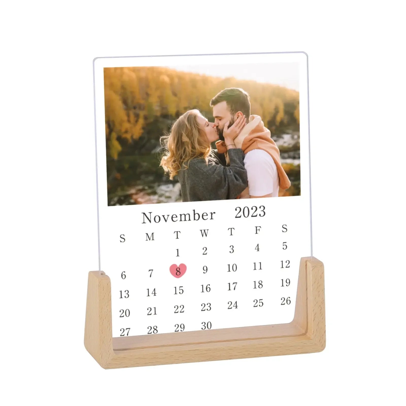 Custom Calendar & Photo Lamp – Engraved with Your First Date