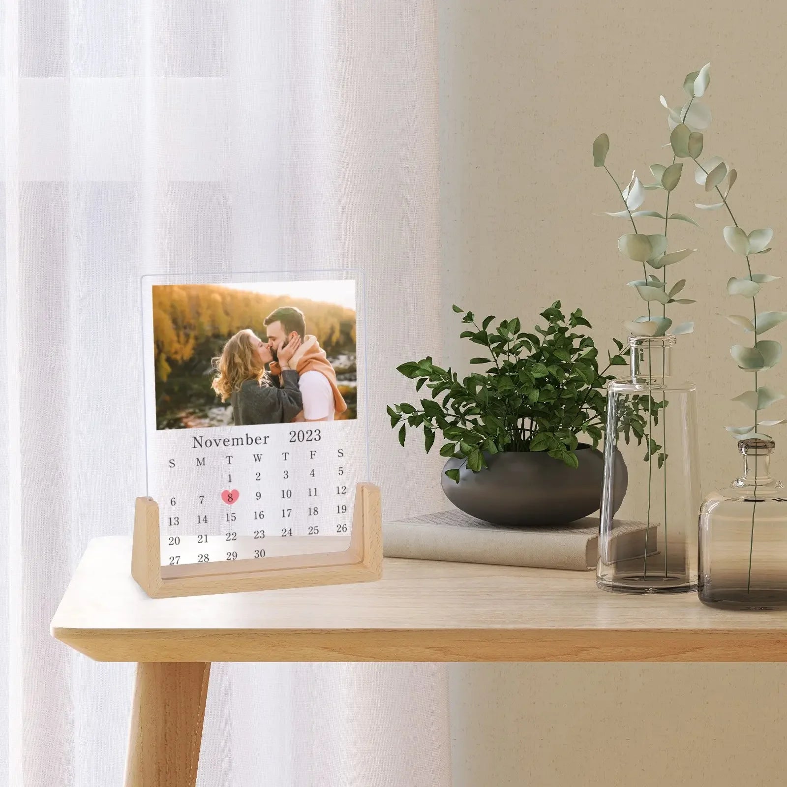 Custom Calendar & Photo Lamp – Engraved with Your First Date