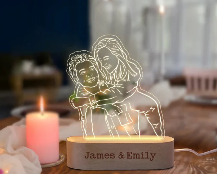Custom Couple Line Art 3D Lamp
