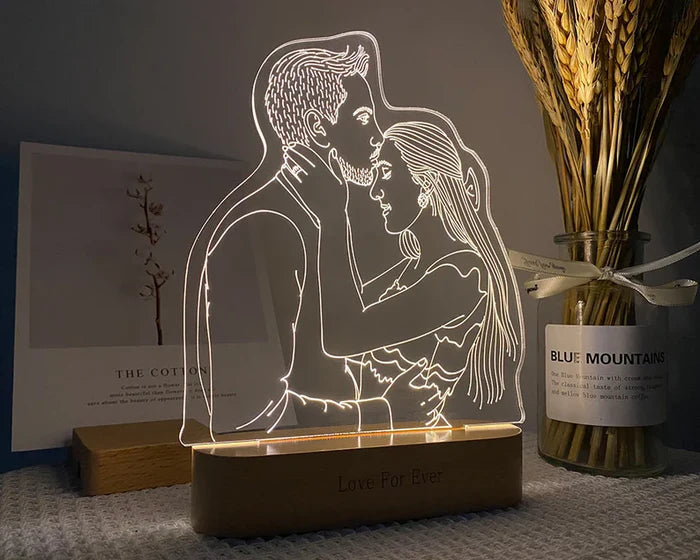Custom Couple Line Art 3D Lamp