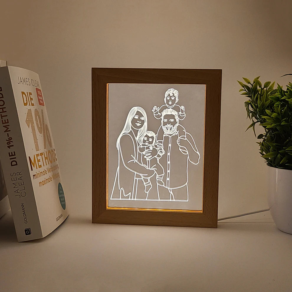 Custom Baby Line Art 3D Framed Lamp