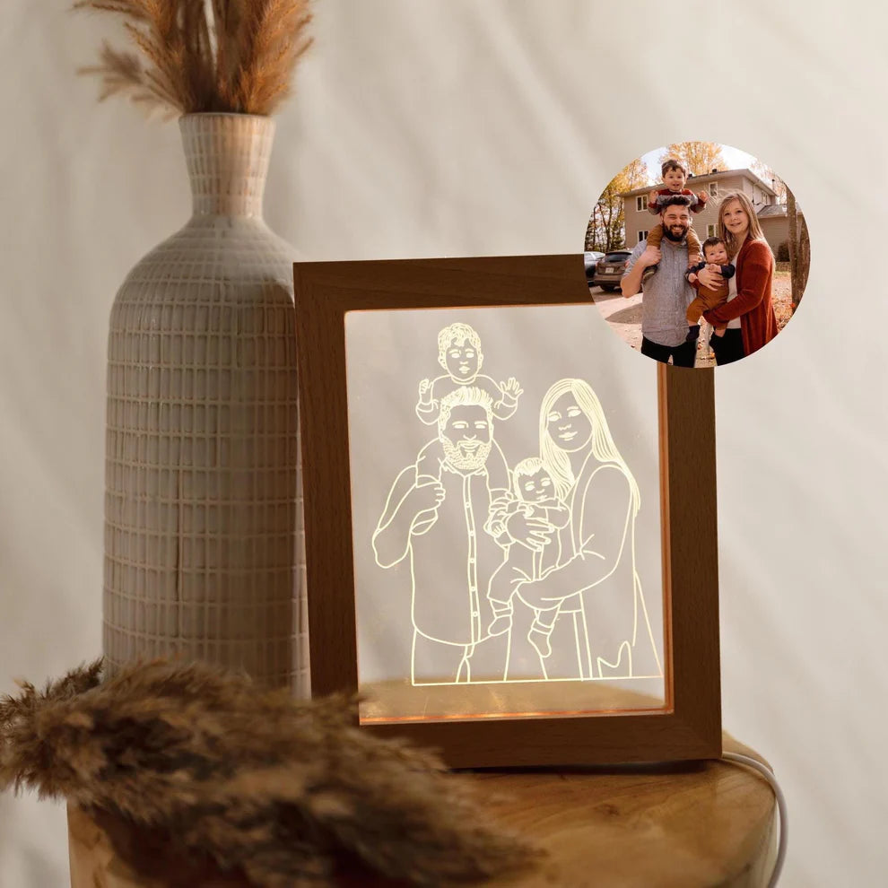 Custom Baby Line Art 3D Framed Lamp