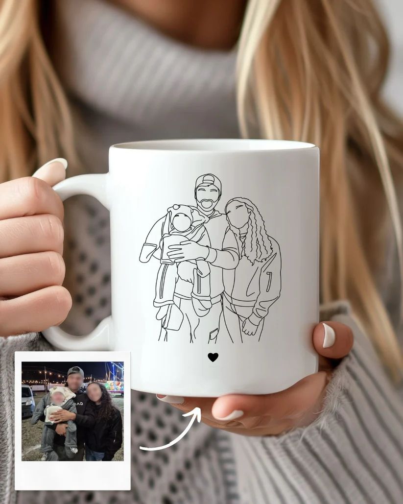 Custom Line Art Portrait Mug
