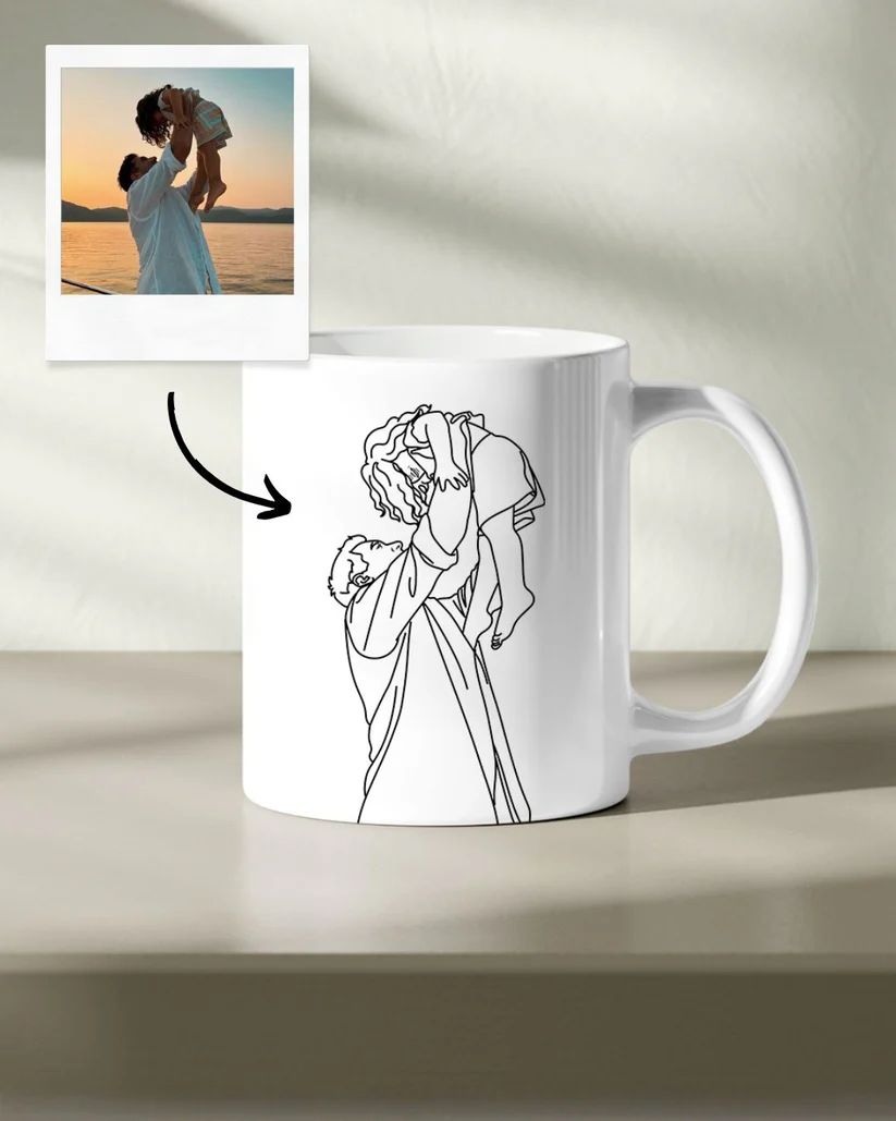 Custom Line Art Portrait Mug
