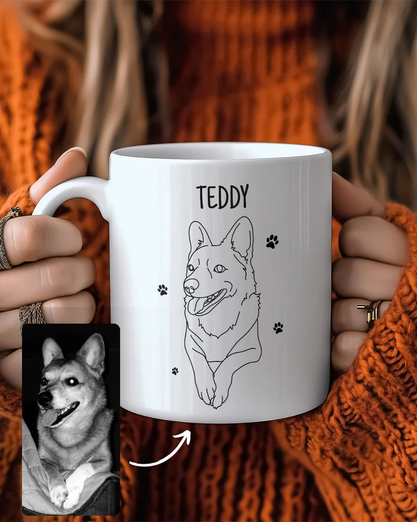 Custom Line Art Pet Portrait Mug