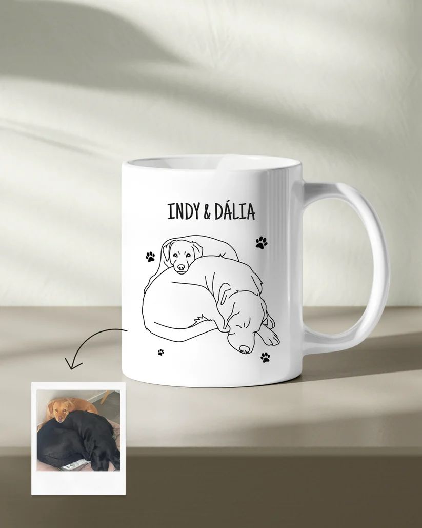 Custom Line Art Pet Portrait Mug