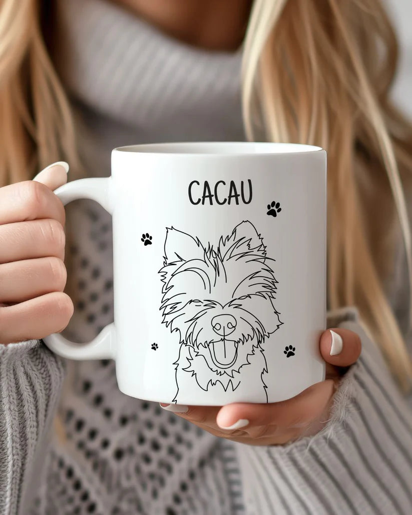 Custom Line Art Pet Portrait Mug